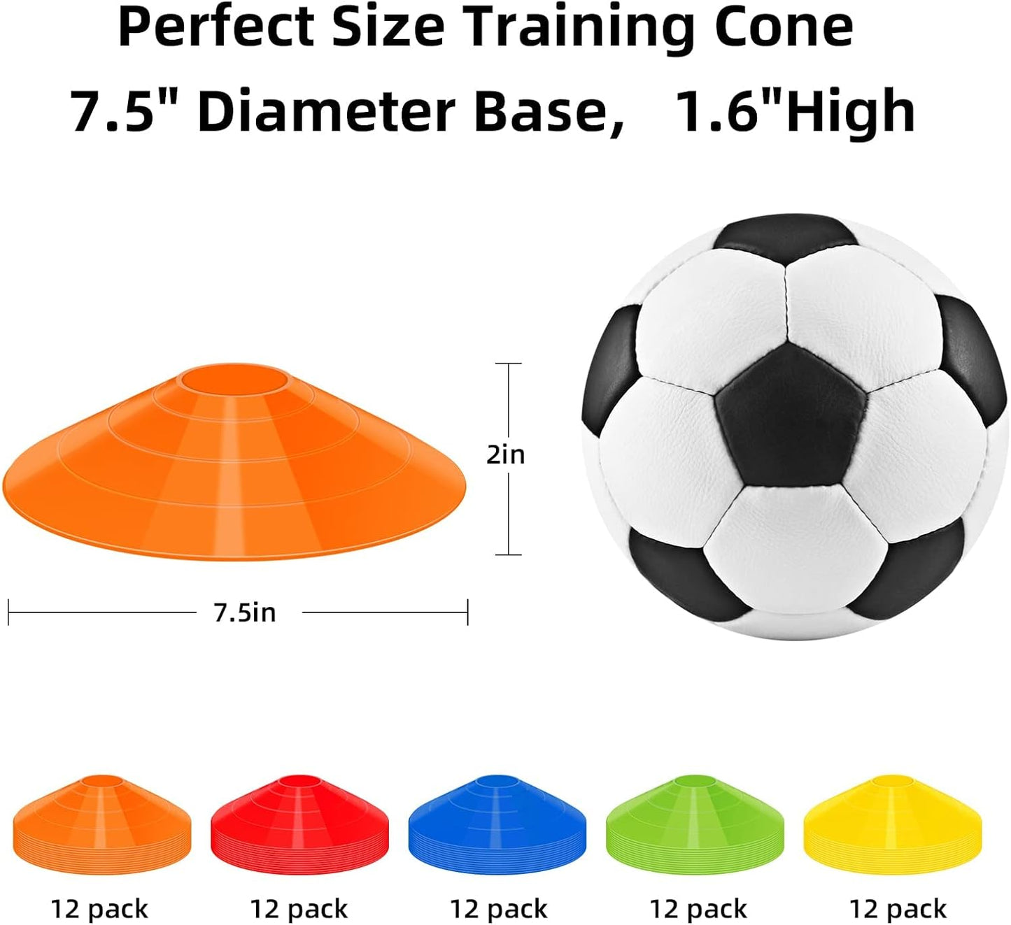 60/120 Pack Agile Soccer Cones with Portable Bags &amp; Brackets,Sports Cones,cones for sports training，soccer cones for training，soccer training equipment，Agile Soccer Cones Used for Football Training